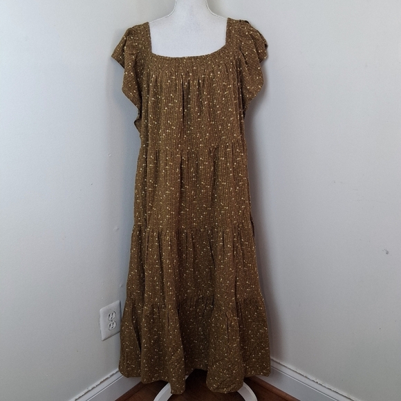 Madewell Petite Ruffle-Sleeve Tiered Midi Dress in Daisy Stitch Size 2X NWT - Picture 7 of 11